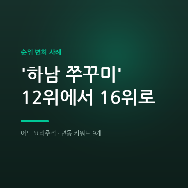 어느 요리주점 '하남 쭈꾸미' 12위에서 16위로