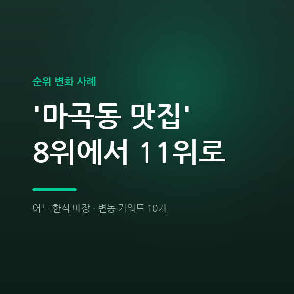 어느 한식 매장 '마곡동 맛집' 8위에서 11위로