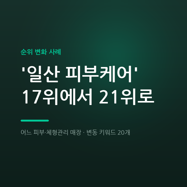 어느 피부·체형관리 매장 '일산 피부케어' 17위에서 21위로