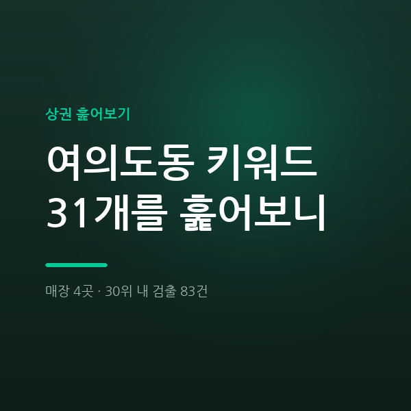 여의도동 PT 포함 여의도동 키워드 31개 분석